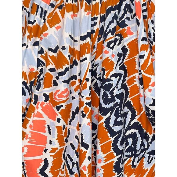 Marie Oliver Printed Puff Sleeve V-Neck Blouse Top Orange/Black/Blue Women's 1 - Picture 12 of 12